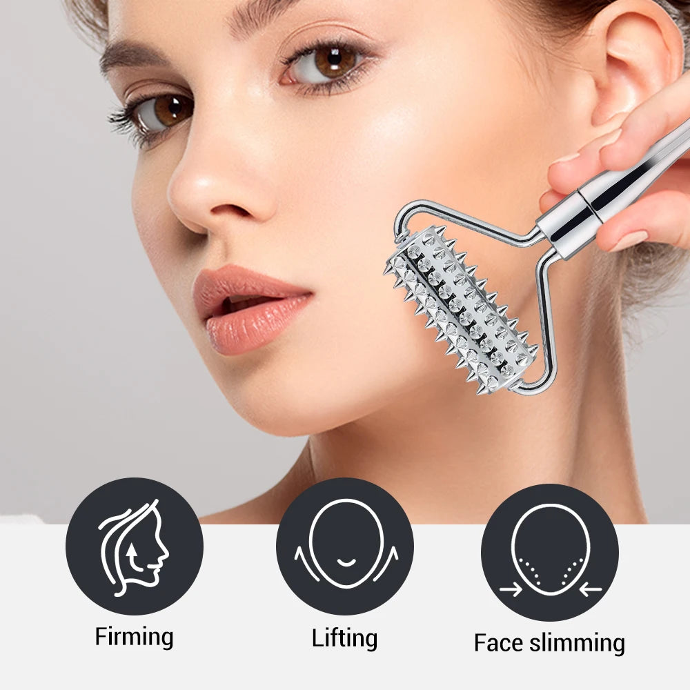 Stainless Steel Pointed Roller Spatula Massage Ball Stone Face Roller Massager To Improve Neck Facial Beauty Skin Care Tool - V.I.P Digital Presence