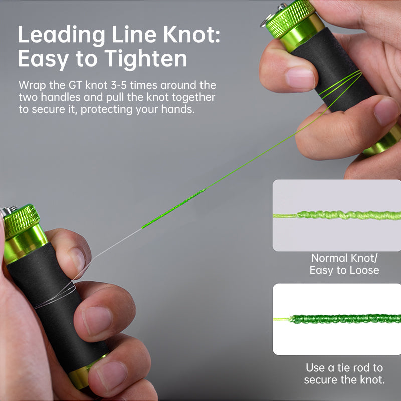 Varilla de tracción de aleación de aluminio: goma antideslizante, línea de anzuelo para tirar/anudar, herramienta de pesca con protección para la mano y la línea.