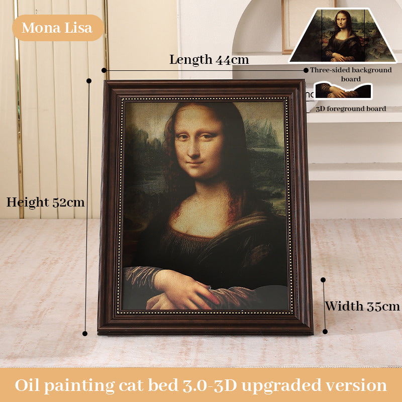 3D Mona Lisa Cat Scratcher with Removable Oil Painting Frame - V.I.P Digital Presence