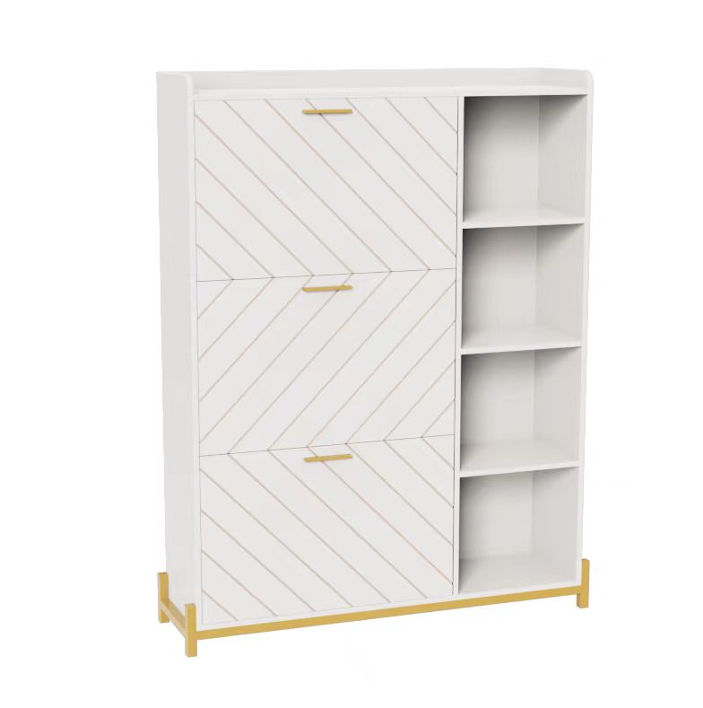 Shoe Cabinet with 3 Flip Drawers & Open Shelves, Modern Entryway Shoe Storage Cabinet Slim, Narrow Hidden Shoe Rack for Heels - V.I.P Digital Presence
