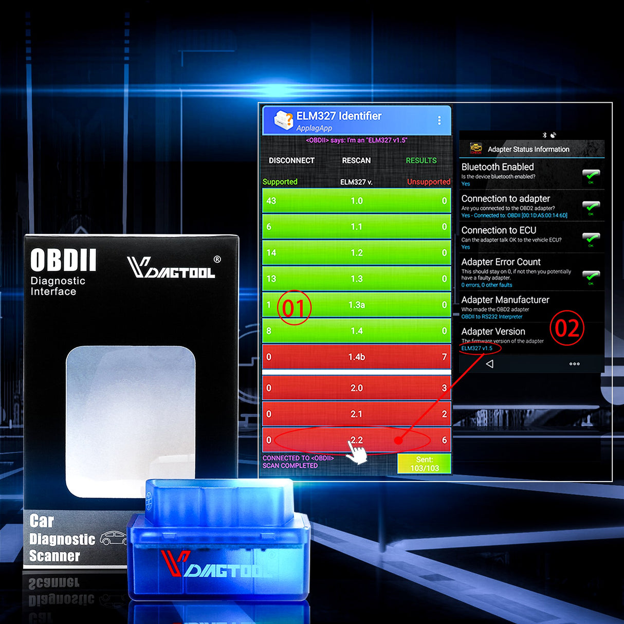 OBD2 HH OBD ELM327 V1.5 Bluetooth OBD2 CAN BUS Check Engine Car Auto Diagnostic Scanner Tool Interface Adapter For Android PC - V.I.P Digital Presence