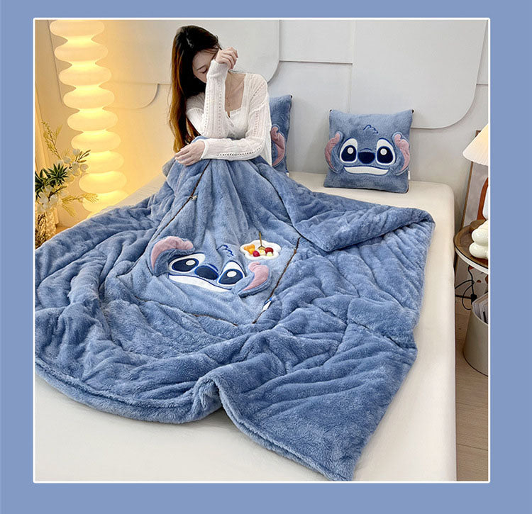 Double sided Arctic fleece pillow with embroidered fabric, dual-use office car nap blanket cushion - V.I.P Digital Presence