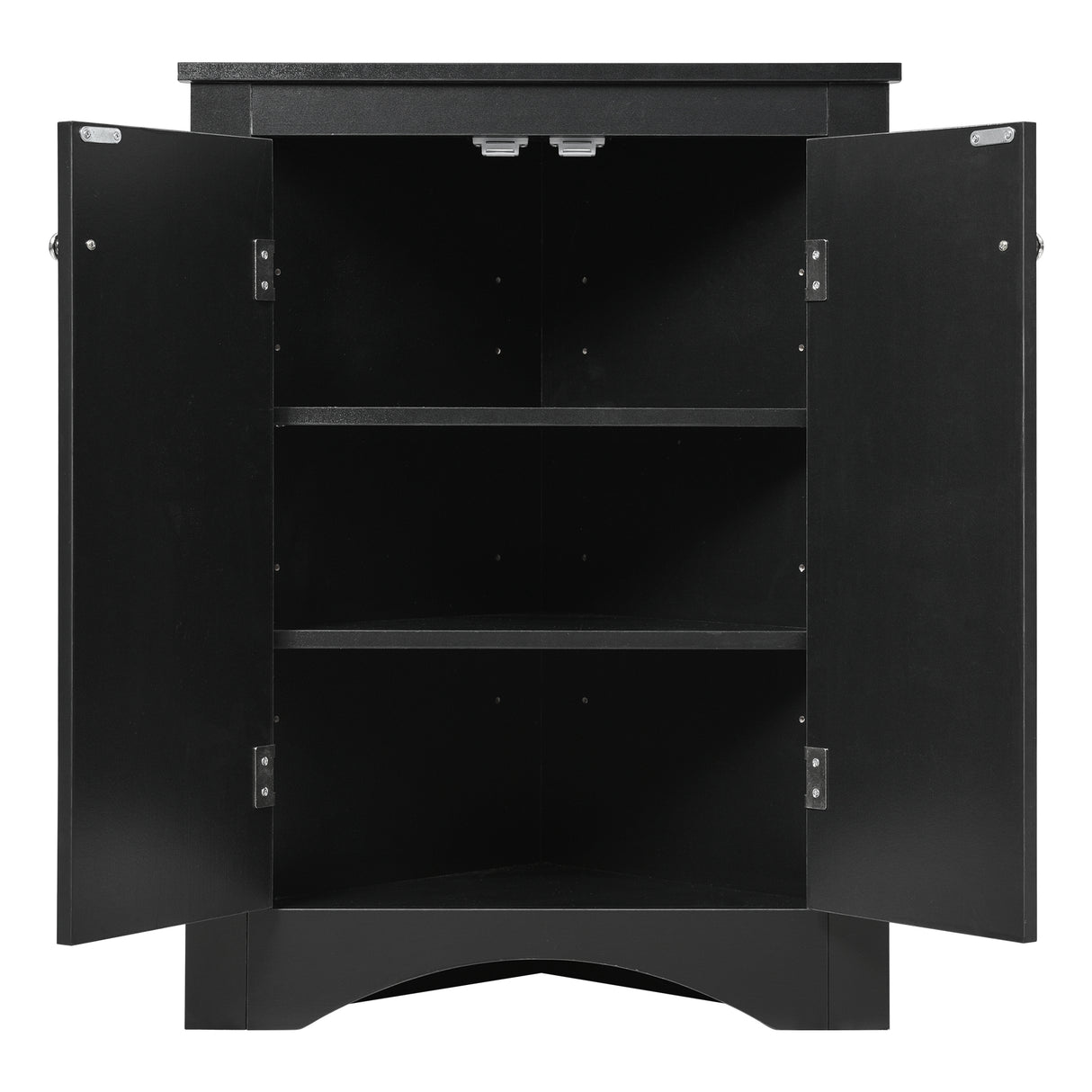 Black Triangle Bathroom Storage Cabinet with Adjustable Shelves, Freestanding Floor Cabinet for Home Kitchen - V.I.P Digital Presence