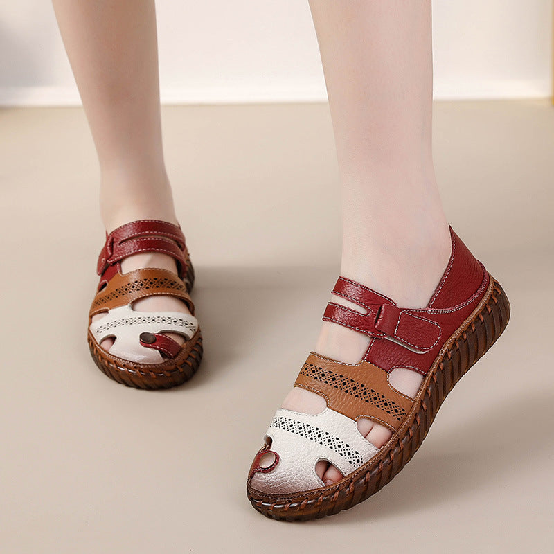 Cowhide mom sandals for women non slip cowhide sole soft sole genuine leather women's shoes flat bottom - V.I.P Digital Presence