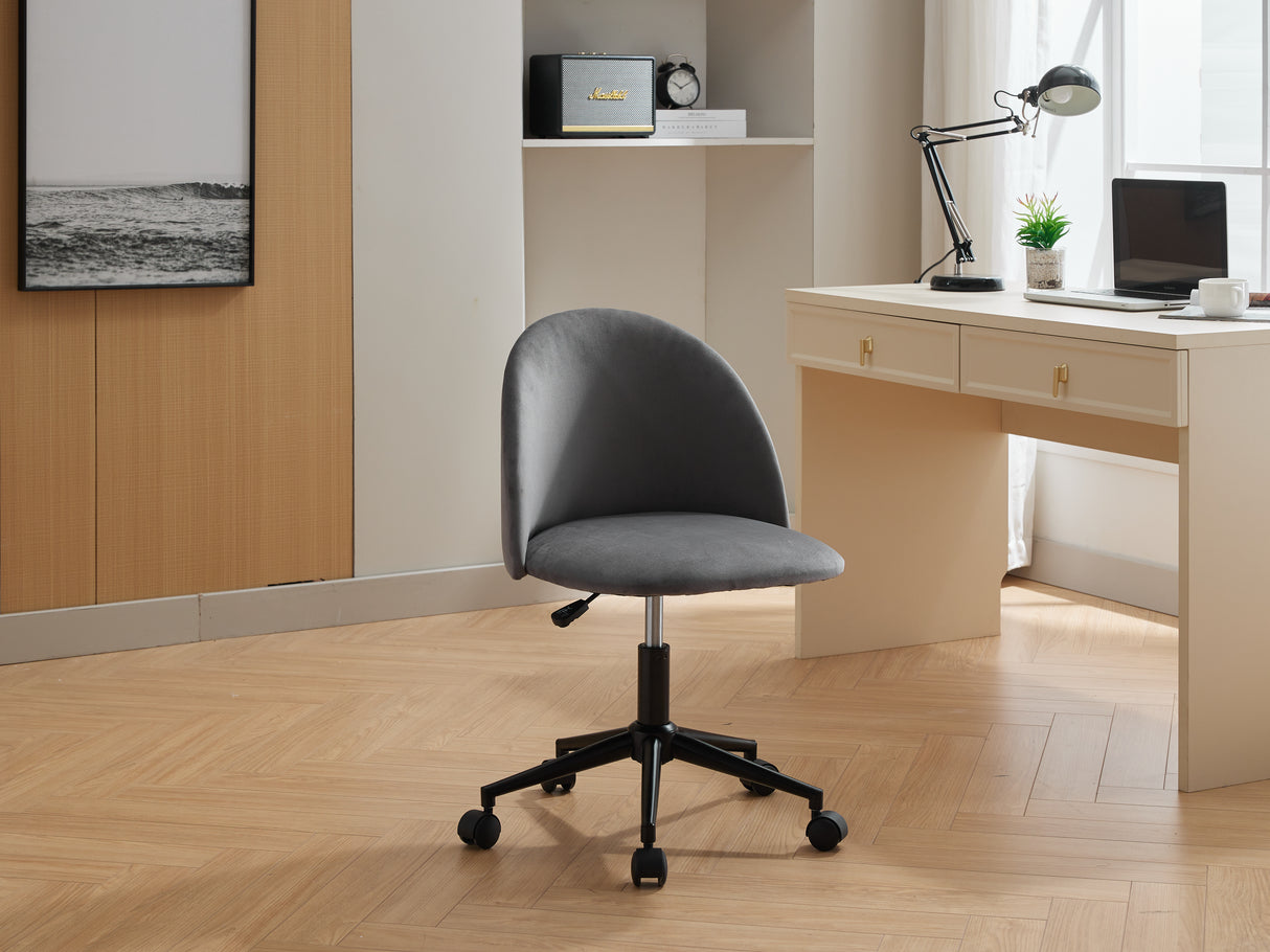 Velvet fabric office chair, mid back adjustable rotating computer chair, black legs, cushioned office chair with wheels - V.I.P Digital Presence