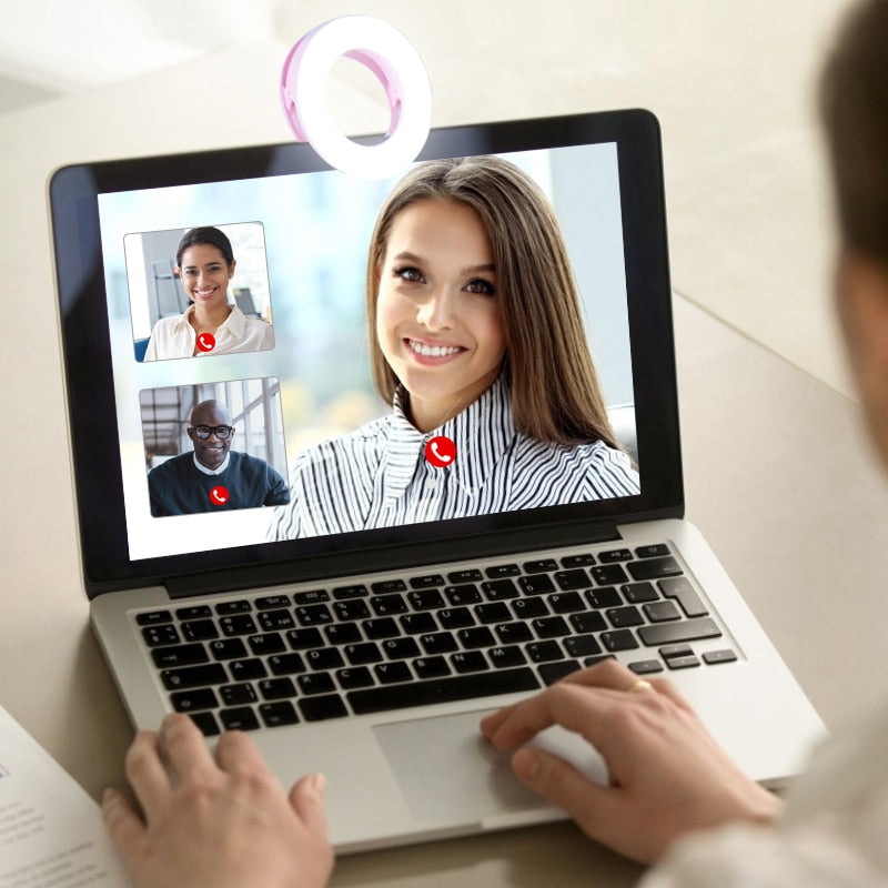 Updated 3200K-6500K 40 LED Lamps Selfie Ring Light for iPhone Andriod Smartphone Vlog Ring Light Selfie Fill Light Chargeable