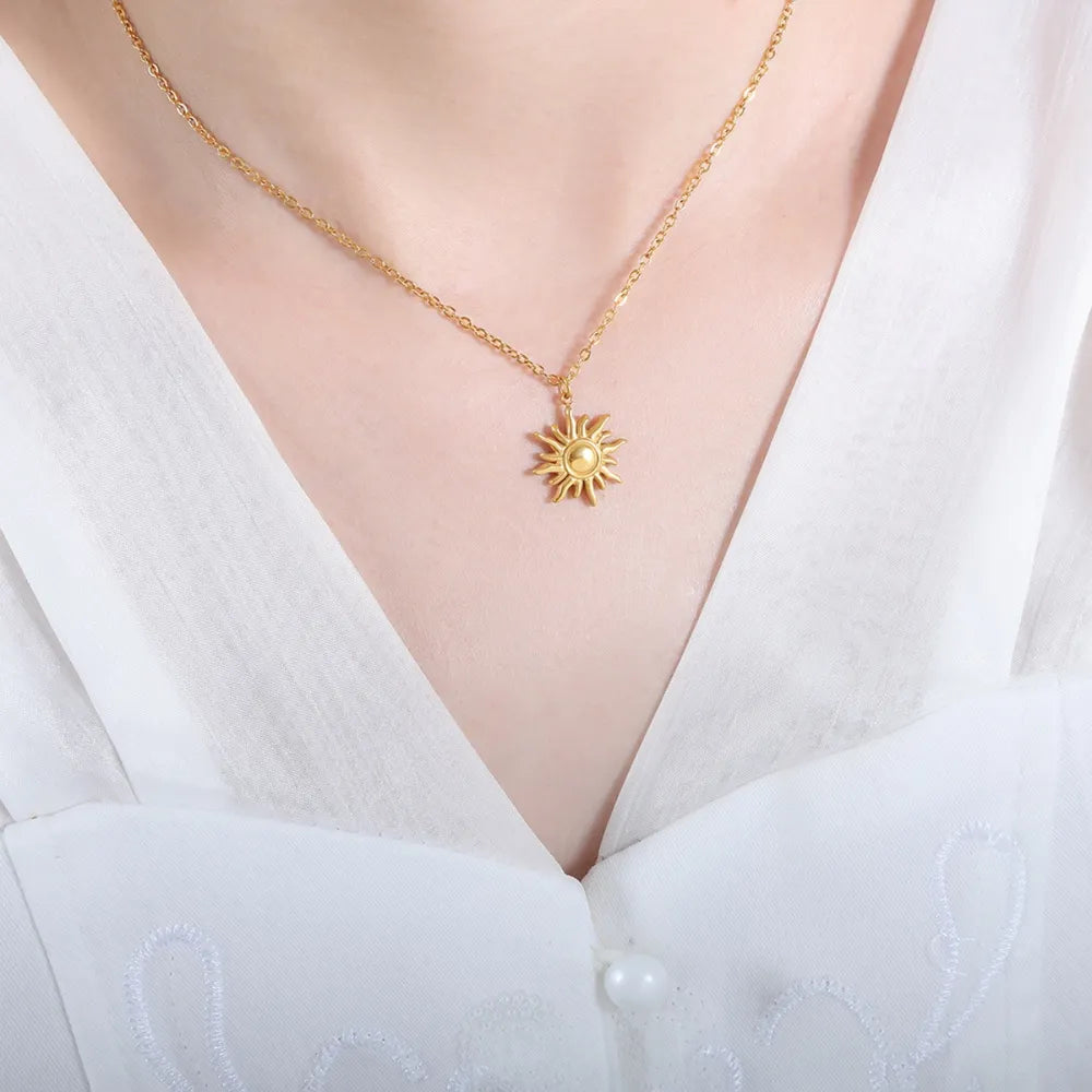 Clavicle chain fashionable and simple small sun pendant titanium steel necklace for women - V.I.P Digital Presence