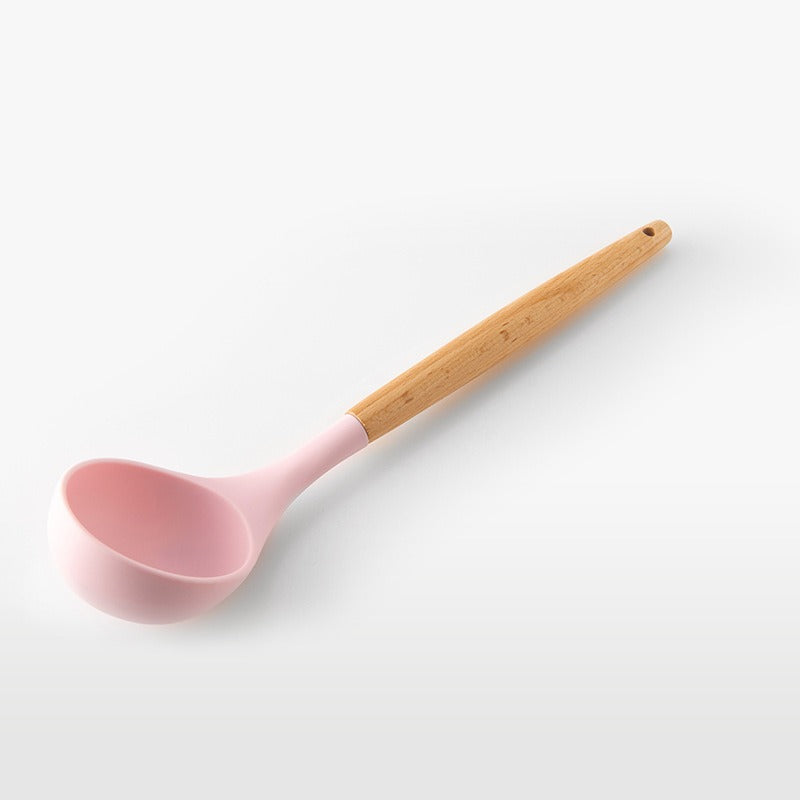 11-Piece Barreled Cooking Utensils Set With Wooden Handle Pink - V.I.P Digital Presence