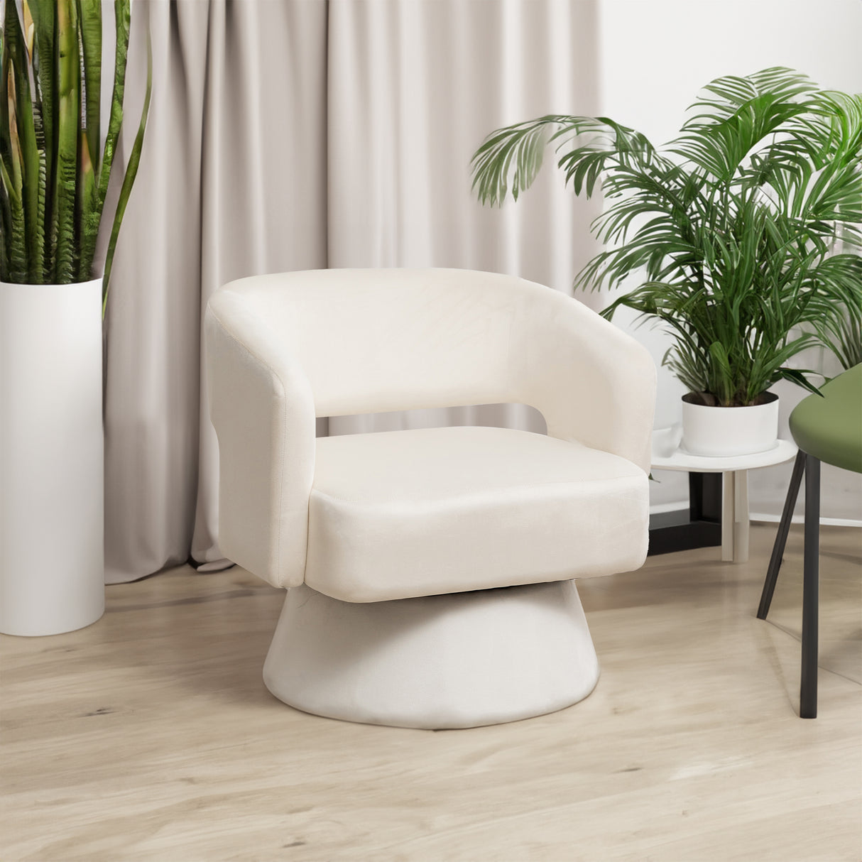 Swivel Barrel Chair, Velvet Accent Armchair 360 Degree Swivel Club Chair for Living Room Bedroom Reception Room - V.I.P Digital Presence