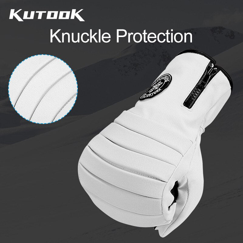 KUTOOK Winter Ski Mittens Windproof Snowboard Mittens Thermal Fleece Lining Skiing Gloves Waterproof Goatskin Palm Outdoor Sport - V.I.P Digital Presence