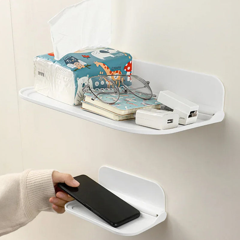 New Foldable Punch - Free Wall - mounted Plastic Floating Shelf for Bathroom and Toilet, Ideal for Towel and Clothes Storage - V.I.P Digital Presence