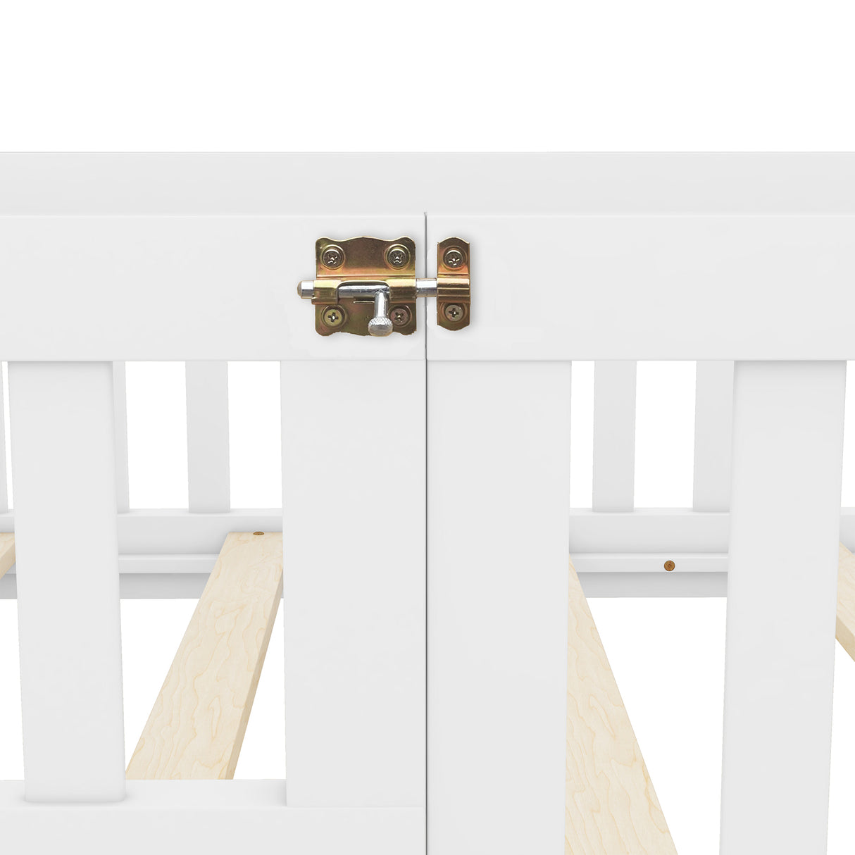 Twin Size Bed Floor Bed with Safety Guardrails and Door for Kids, White - V.I.P Digital Presence