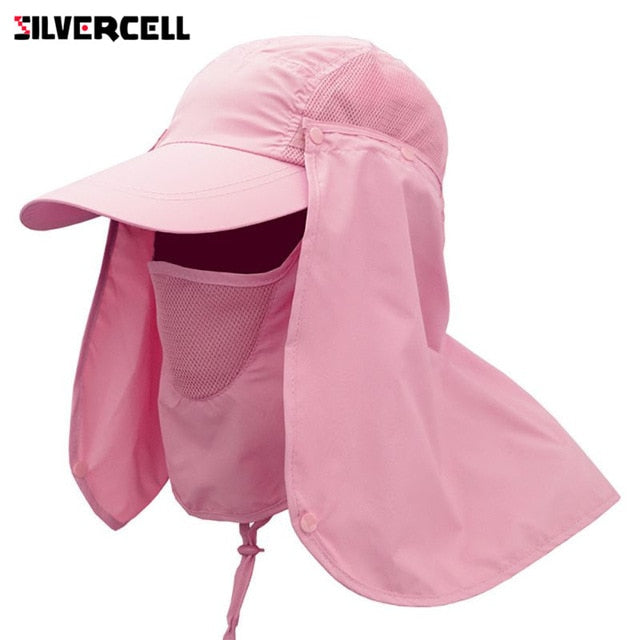 Sun Caps Flap Hats 360 degree Solar UV Protection Sun Hat Summer Men Women Sun Visor Cap Folding Removable Neck Face Mask Head - V.I.P Digital Presence