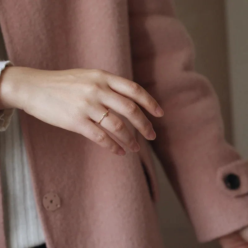 925 Sterling Silver Plated 14K Gold Chubby Love Ring for Girl Simple and Versatile Super Cute Heart Ring Fine Jewelry - V.I.P Digital Presence