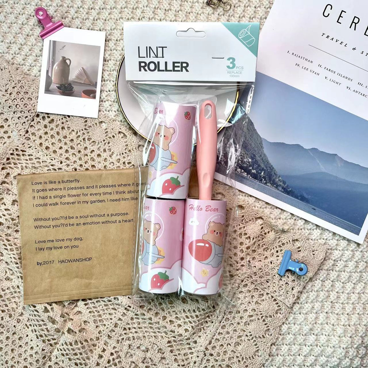 Cartoon pattern lint remover lint roller dust removal paper tearable clothing lint remover - V.I.P Digital Presence