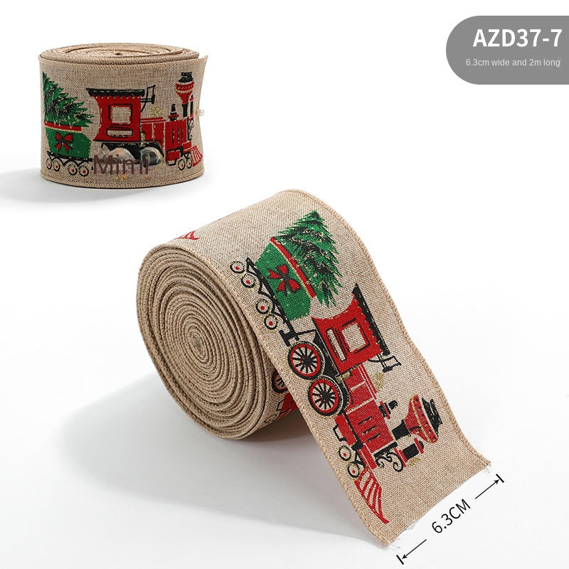 Christmas ribbon imitation linen ribbon decoration bow accessories snowflake Christmas ribbon in stock - V.I.P Digital Presence