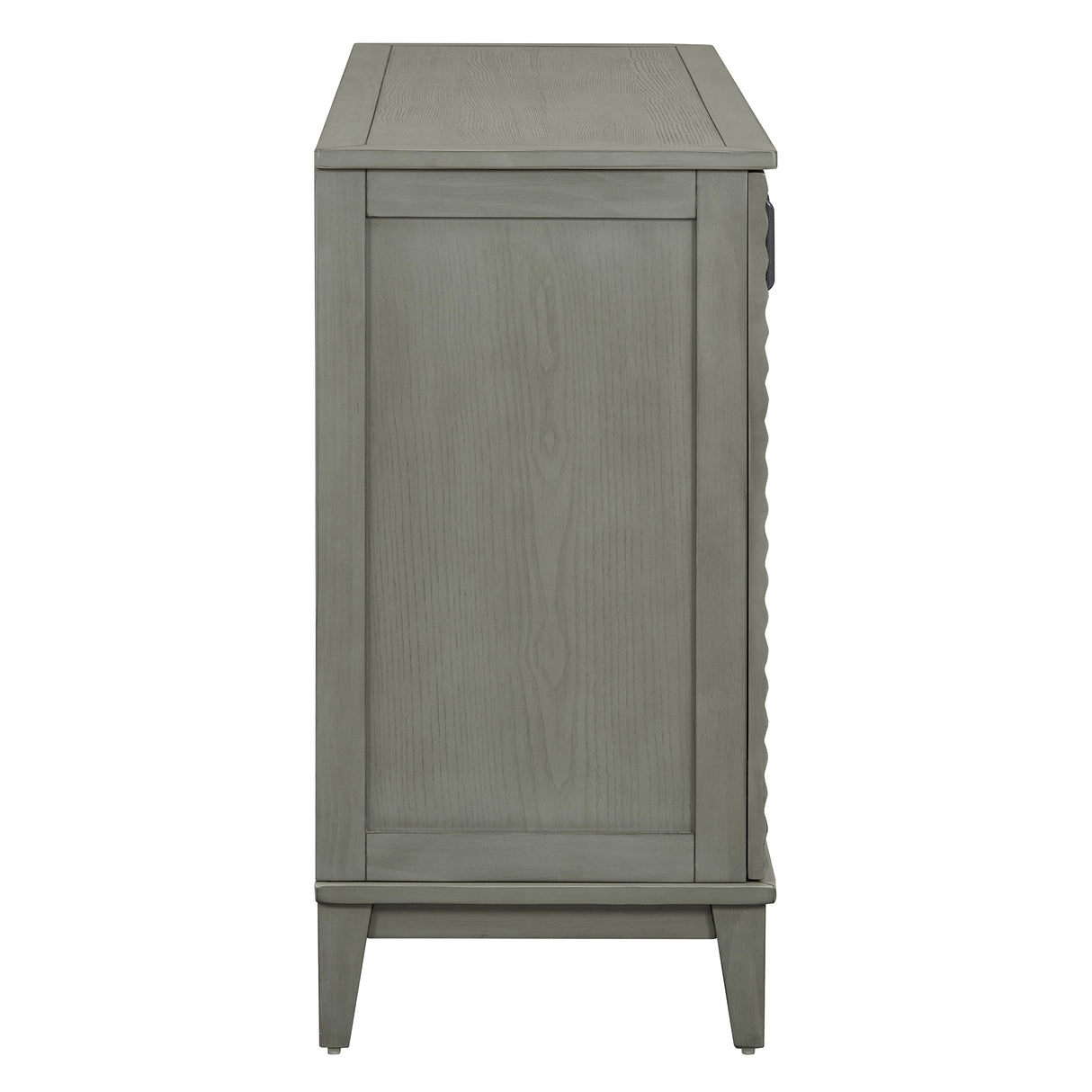 TREXM side panel with 4-door large storage buffet, adjustable shelves and metal handles (antique gray) - V.I.P Digital Presence
