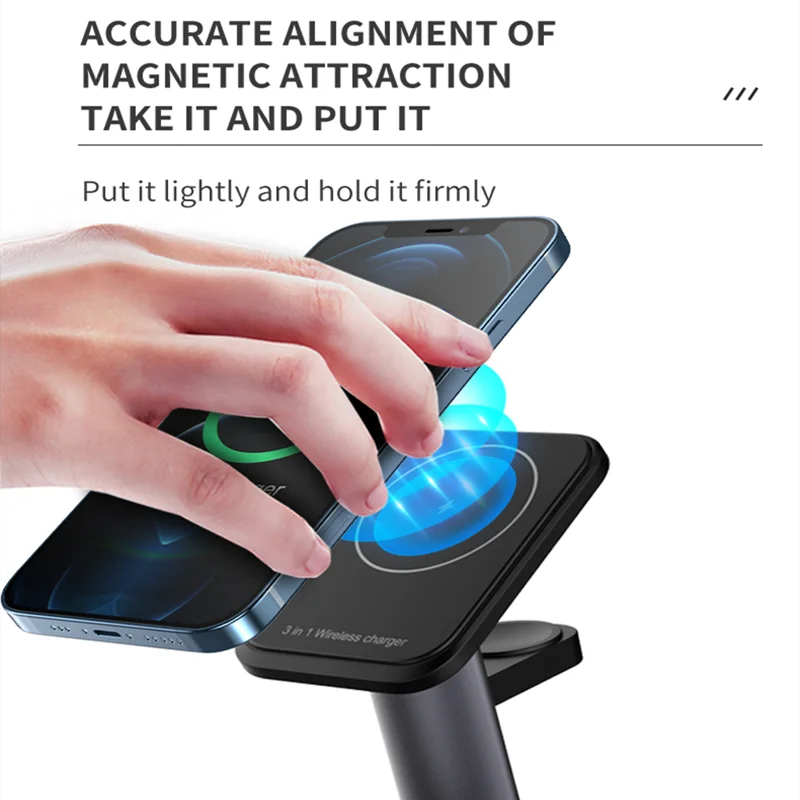 15W 3 In 1 Magnetic Wireless Charger Fast Charge Desktop Dock For iPhone 13 12 Pro Max Mini Airpods Apple Watch 7 6 5 4 3 Stand - V.I.P Digital Presence
