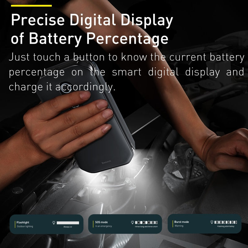 Baseus 1000A Car Jump Starter Power Bank 12000mAh Portable Battery Station For 3.5L/6L Car Emergency Booster Starting Device - V.I.P Digital Presence