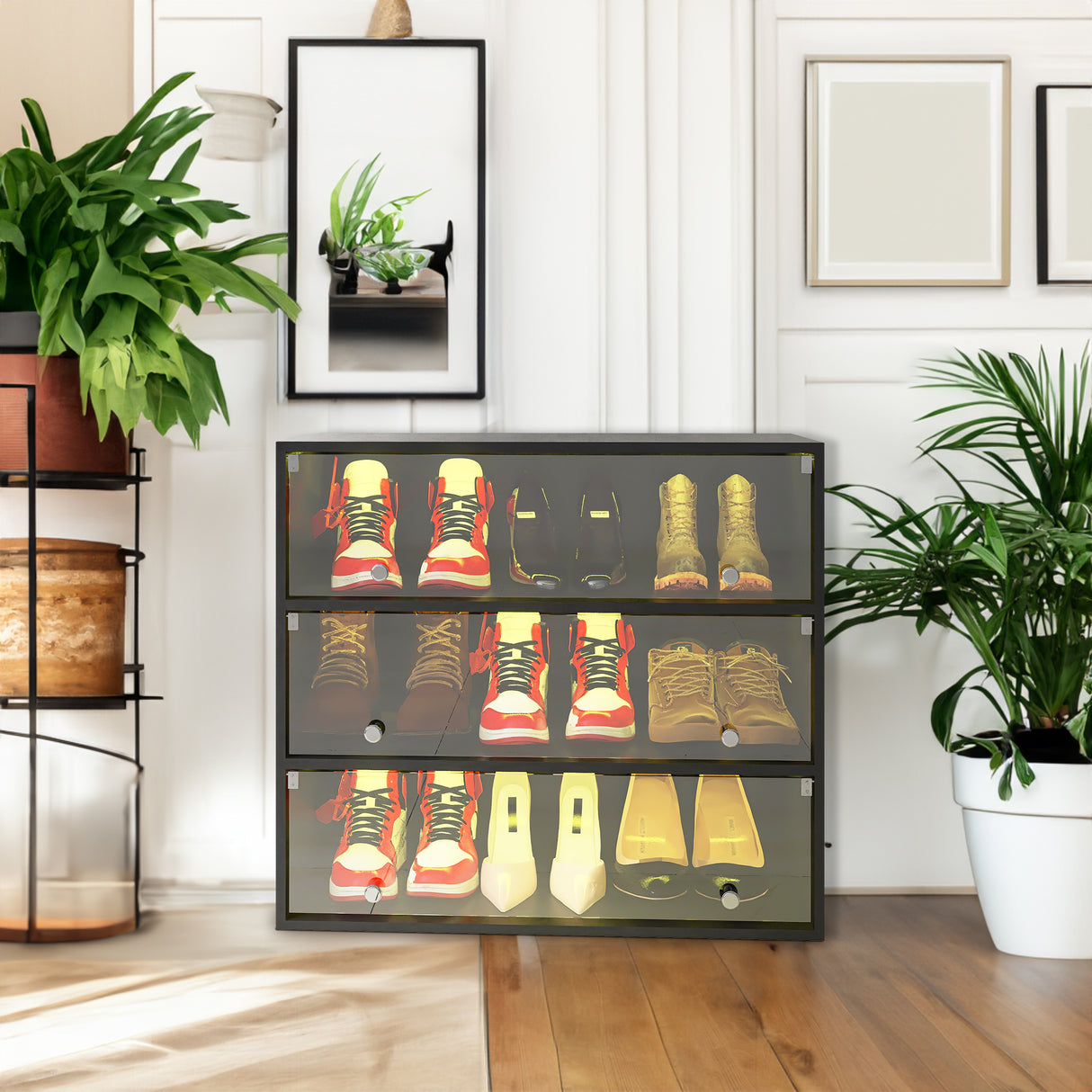 LED light shoe box three layers with glass doors - V.I.P Digital Presence