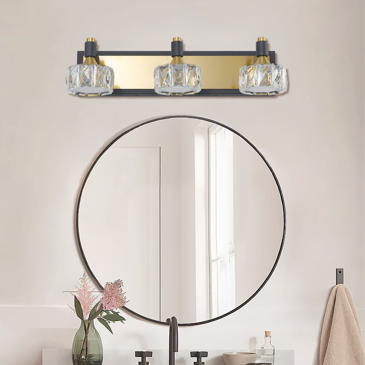 LED 3-Light Modern Crystal Bathroom Vanity Light Over Mirror Bath Wall Lighting Fixtures - V.I.P Digital Presence