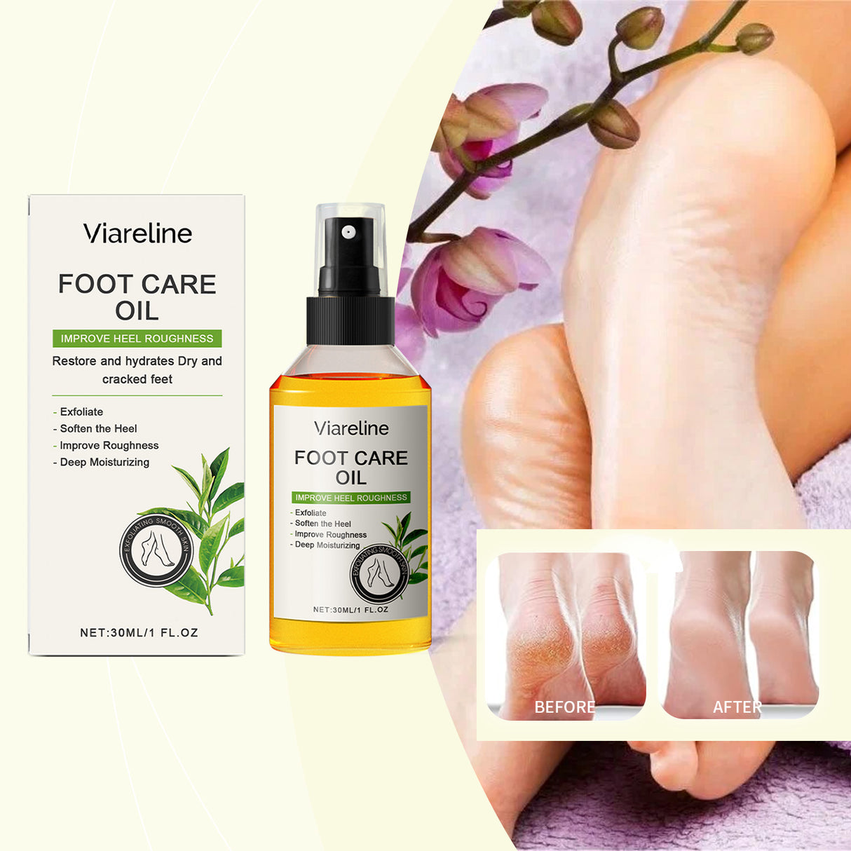 Aceite para el cuidado de los pies, exfoliante suave, hidratante y delicado, aceite para el cuidado de los talones.