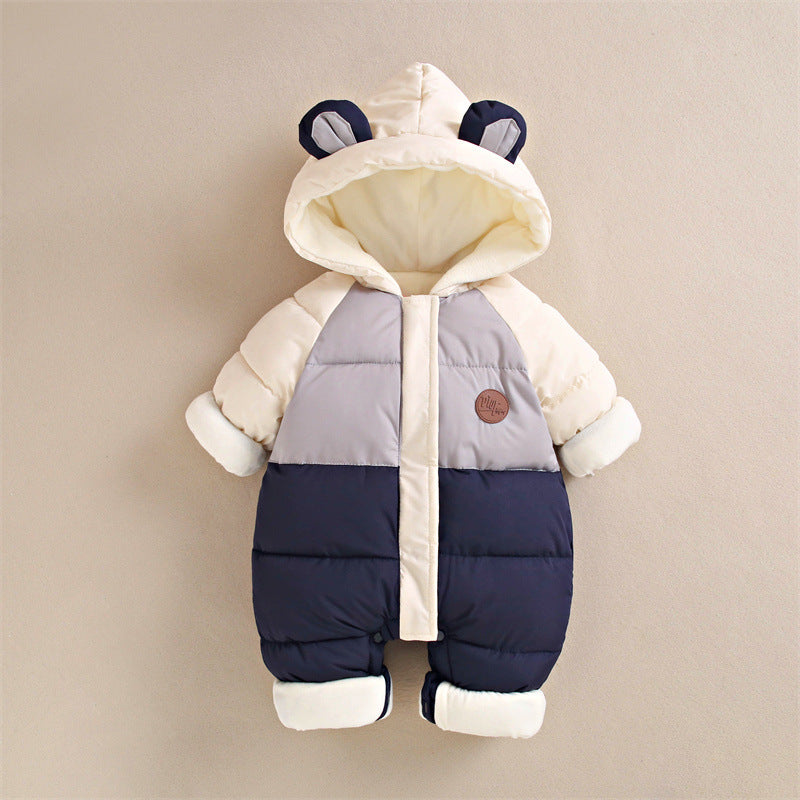 Baby down cotton jacket jumpsuit, autumn and winter clothes, khai clothes for men and women, baby clothes for going out, thick hugging clothes, winter climbing clothes - V.I.P Digital Presence