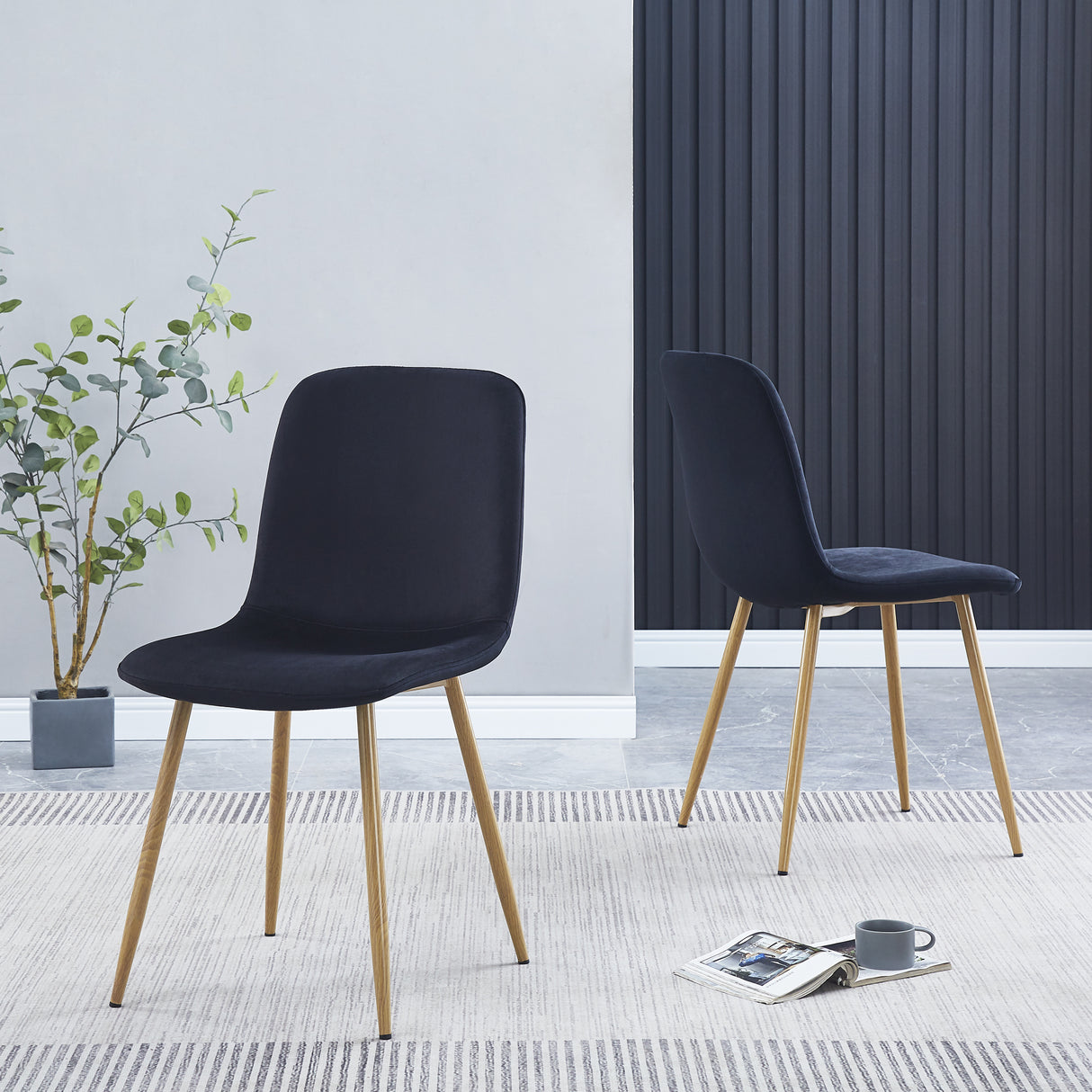 Dining Chair 4PCS(BLACK)Modern style New technology Suitable for restaurants cafes taverns offices