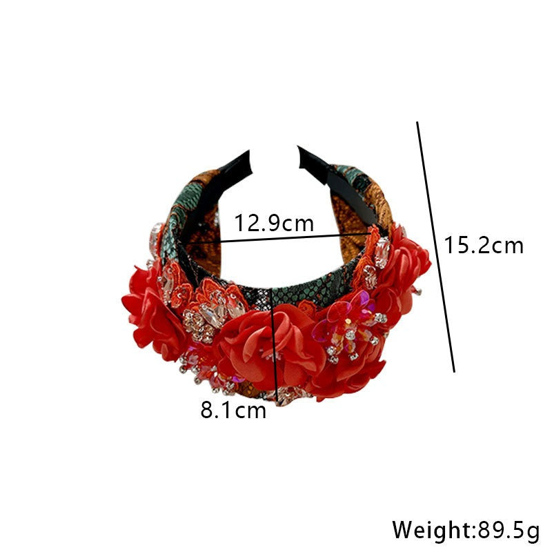 Handmade fabric flower fashion inlaid water drill bit hoop - V.I.P Digital Presence