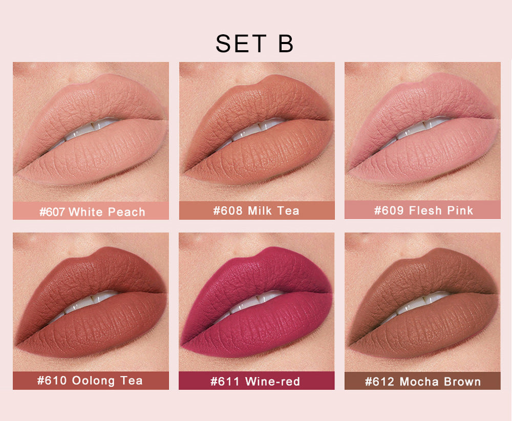 HANDAIYAN Makeup Crystal Square Tube Lipstick Small Ice Cube Matte Matte Lipstick Set 6 Pack - V.I.P Digital Presence