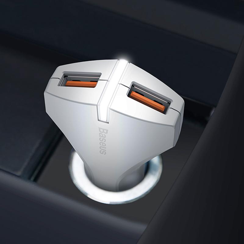 Baseus Charge 3.0 Car Charger 5V3A Dual USB Port QC3.0 Quick Charger Mobile Phone Fast Charging Charger 2 USB Car-Charger - V.I.P Digital Presence