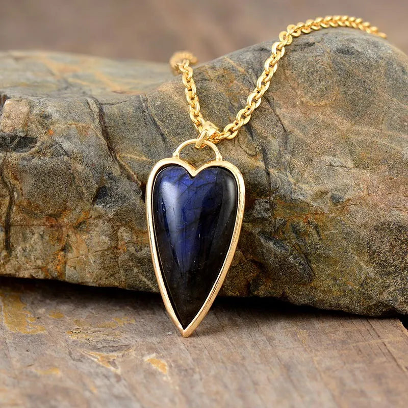 Copper Labradorite Heart Shape Necklace - V.I.P Digital Presence