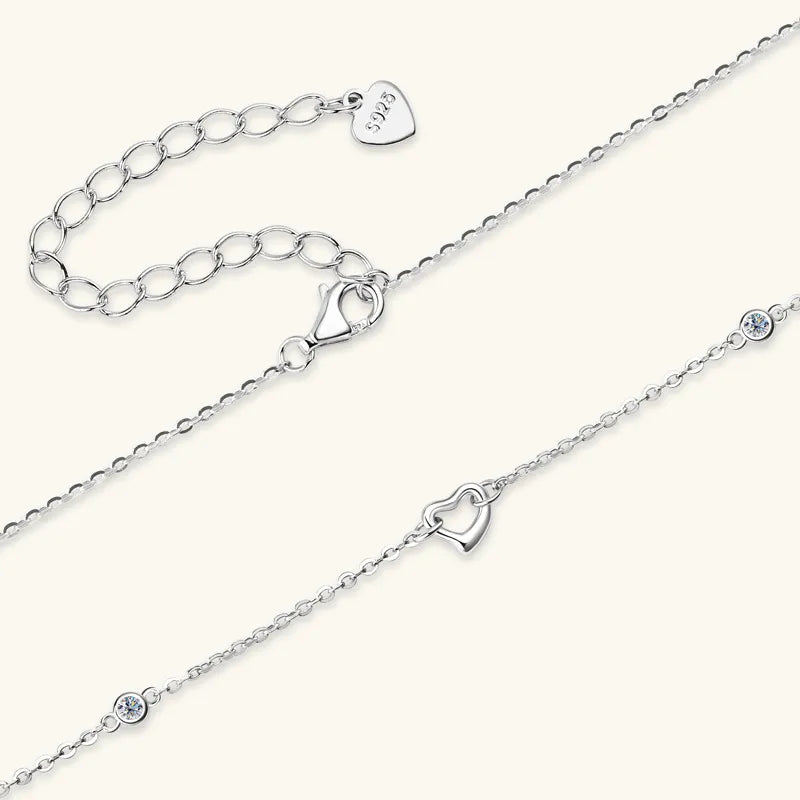 Moissanite 925 Sterling Silver Heart Necklace - V.I.P Digital Presence