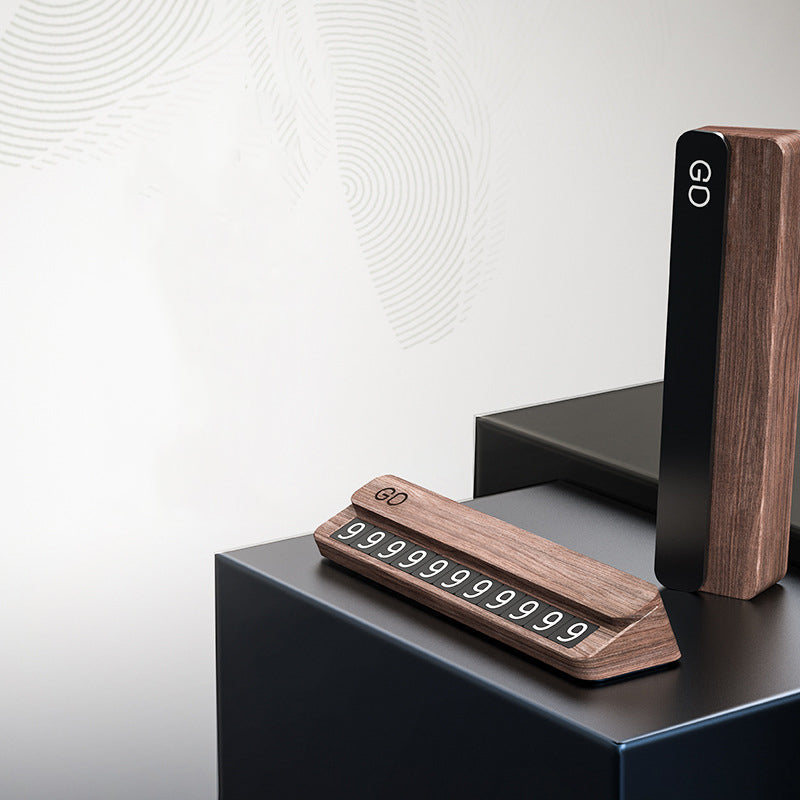 Car Parking Card High Temperature Resistant Mobile Phone Number Plate Walnut Simple Parking Card - V.I.P Digital Presence