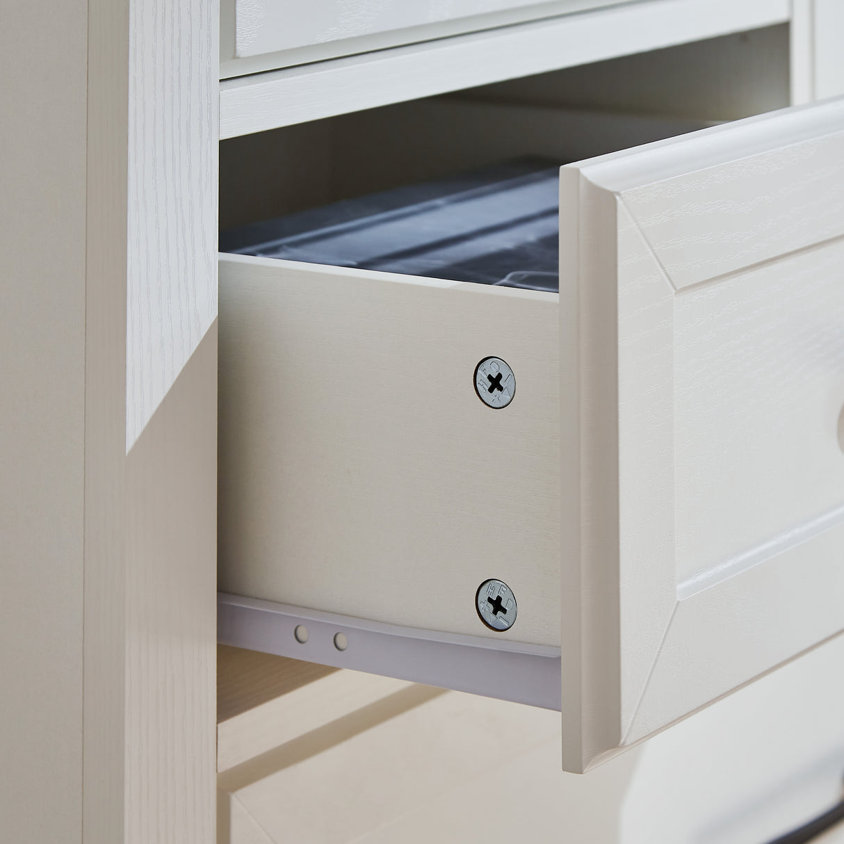 Farmhouse 5 drawer bedroom dressing table, high drawer cabinet white wooden bedroom dressing table. - V.I.P Digital Presence
