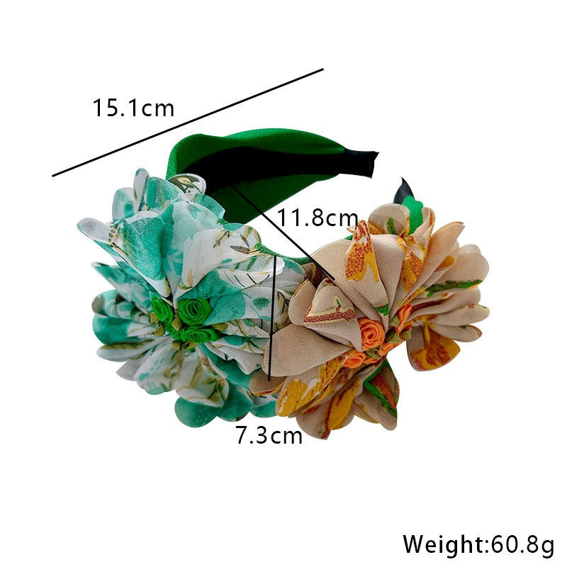 Handmade Fabric Flower Women's Wide Edge Pressed Hair Hoop - V.I.P Digital Presence
