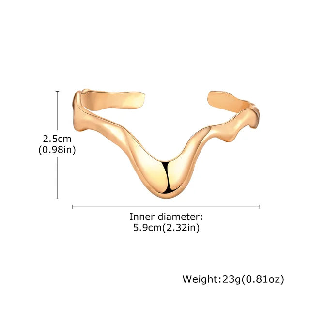 Punk Wave Open Cuff Bangles for Women, Adjustable Irregular Arm Bracelet Jewelry Accessories - V.I.P Digital Presence