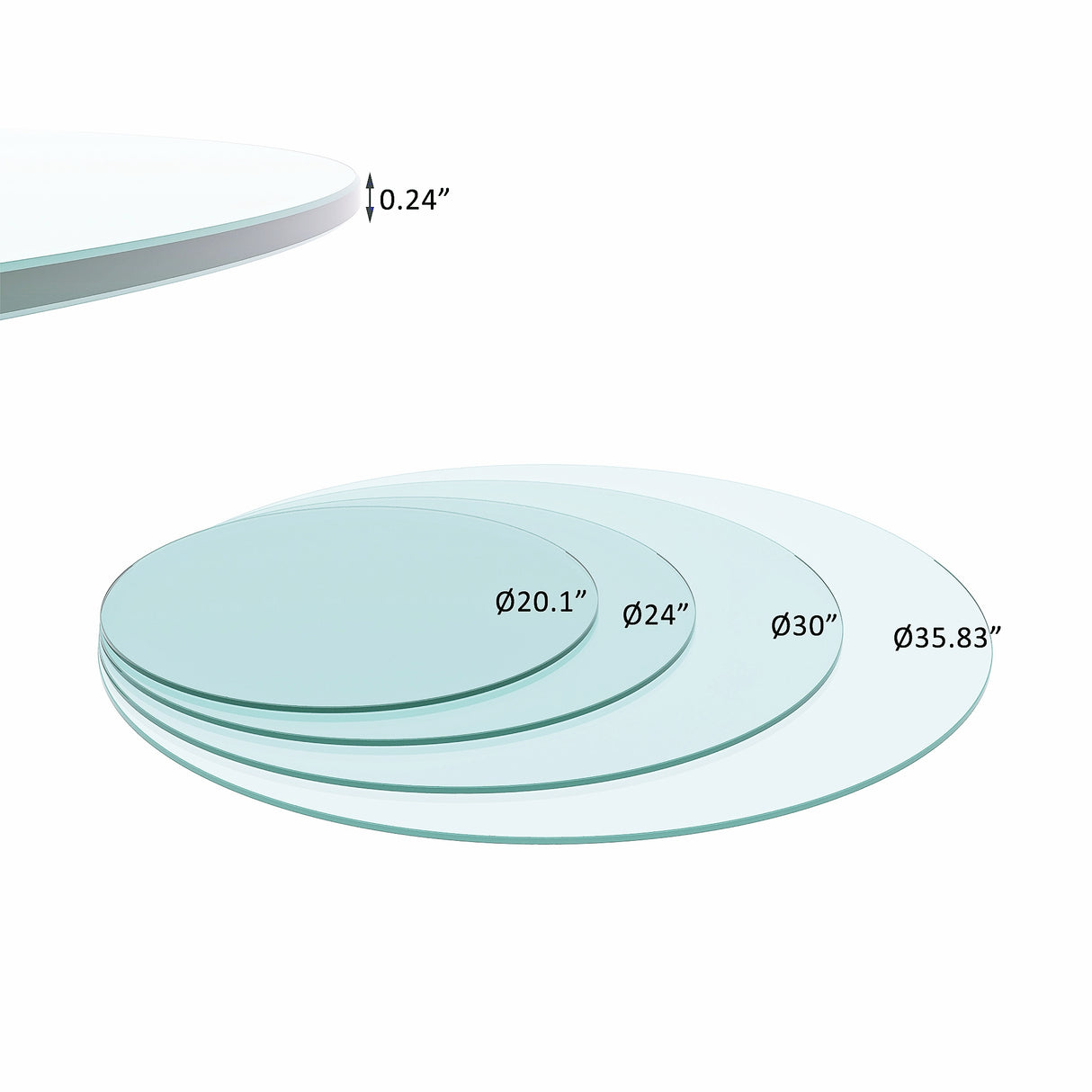 36" Inch Round Tempered Glass Table Top Clear Glass 1/4" Inch Thick Flat Polished Edge - V.I.P Digital Presence