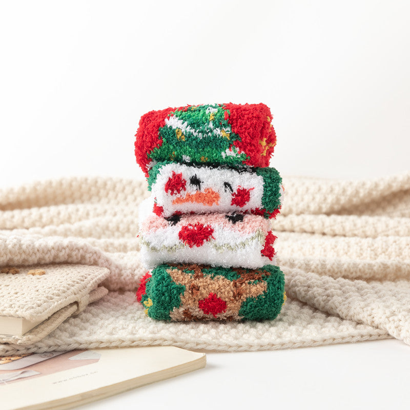 Christmas Red Socks for Children - Autumn and Winter Thickening - Warm Home Socks Coral Velvet Floor Socks Plush Middle Tube - V.I.P Digital Presence