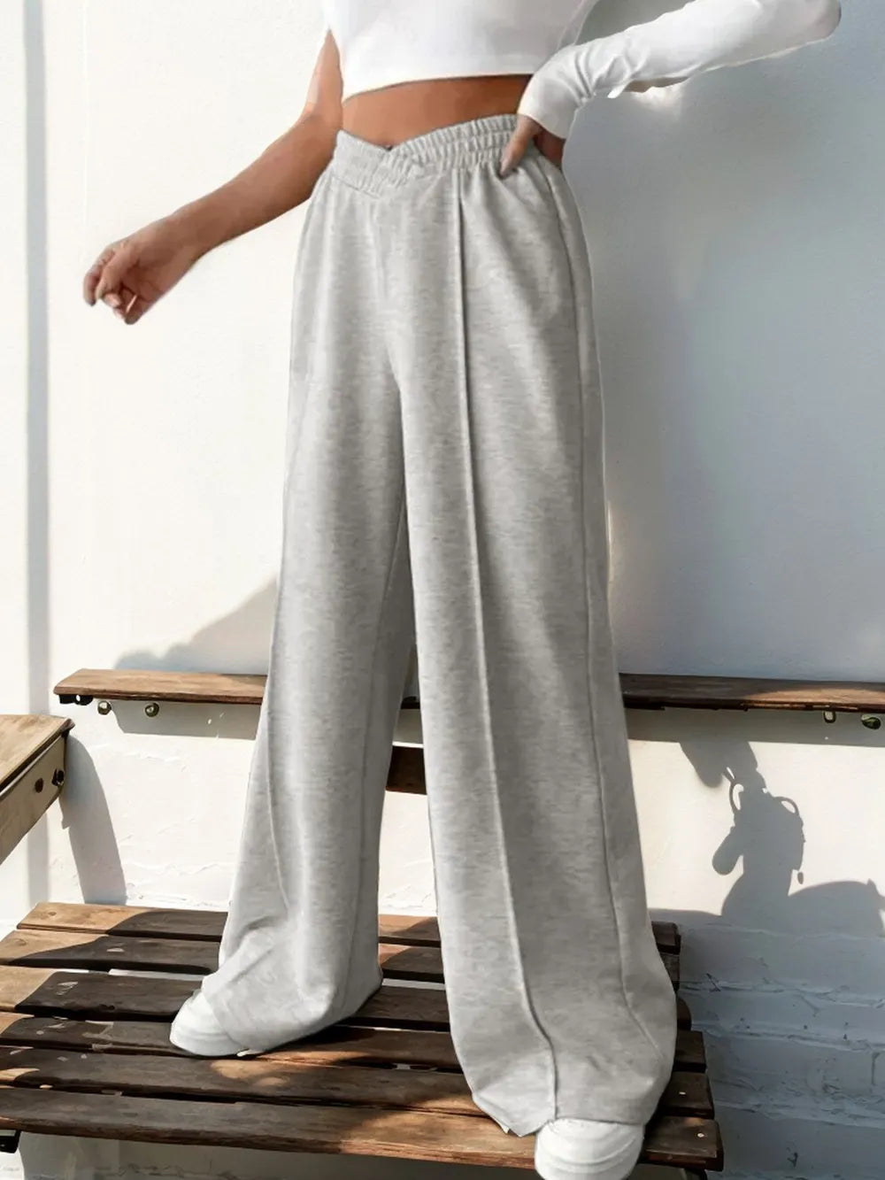 Elastic Waist Wide Leg Pants - V.I.P Digital Presence