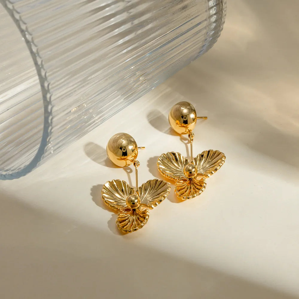 Stainless Steel Flower Dangle Earrings - V.I.P Digital Presence