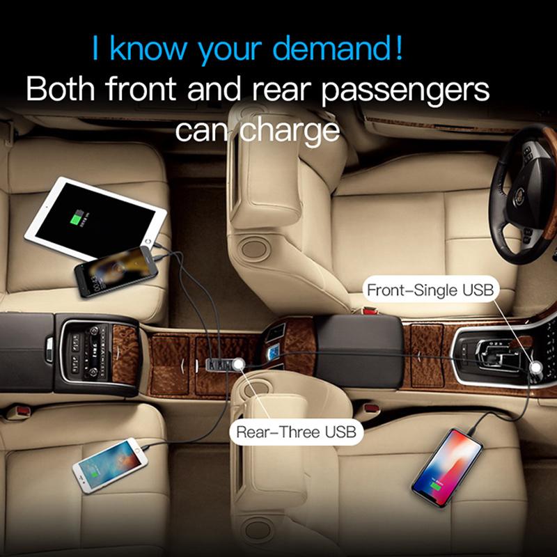Baseus 4 USB Multi Expander Car Charger 5.5A 4 Port Fast Car Charger Adapter - V.I.P Digital Presence