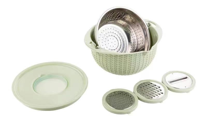 Stainless steel water filter basin household rotatable double layer vegetable washing and draining basket stainless steel line - V.I.P Digital Presence