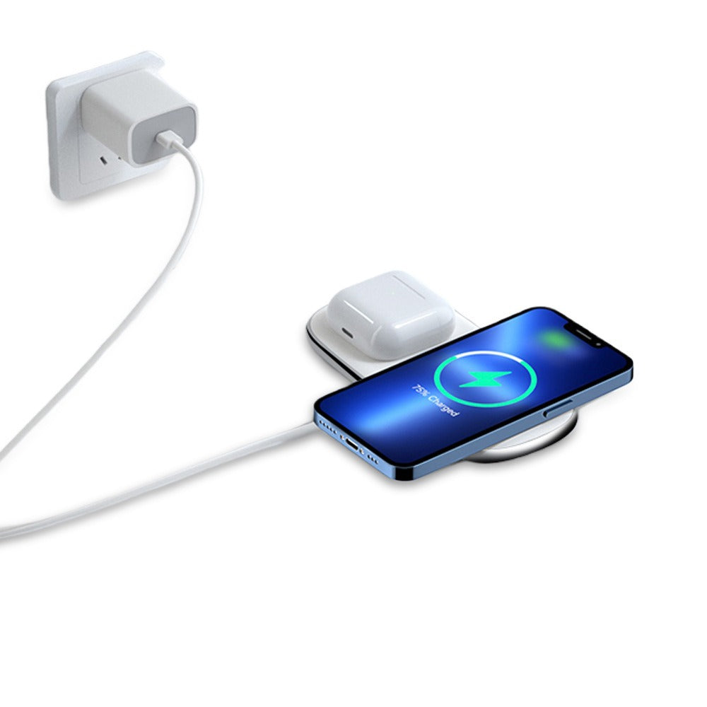 Cargador inalámbrico multifuncional 2 en 1 adecuado para la carga inalámbrica de 15 W de teléfonos móviles AirPods
