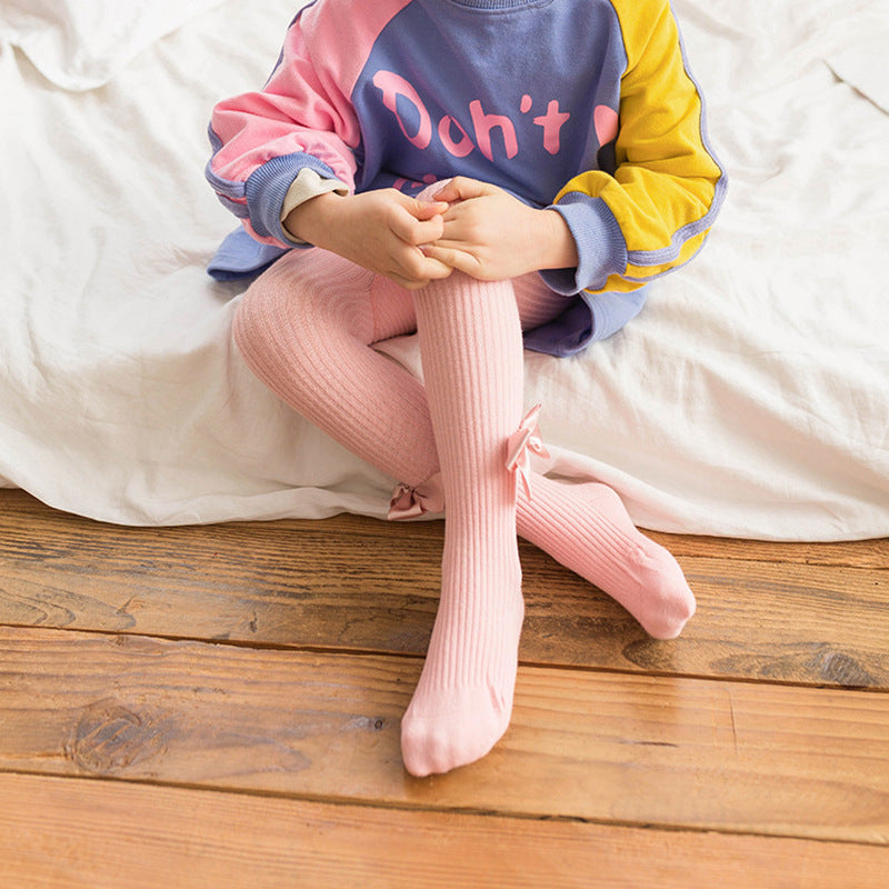 Spring And Autumn New Children's Pantyhose Bow Cotton White Baby Socks Medium Thick Foreign Girl Leggings - V.I.P Digital Presence