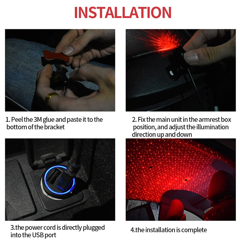 Light Projector Car Decoration Light USB LED Starry Sky Star DJ RGB Laser Projector Music Sound Remote Control Auto Car Styling - V.I.P Digital Presence