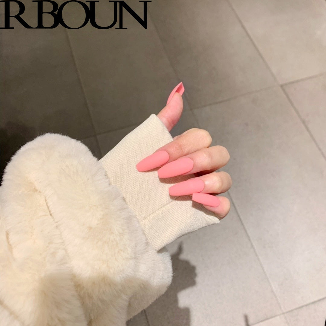 Nail Art Fake Nails Stiletto Tips Clear Press on Long False with Glue Coffin Stick Display Full Cover Artificial Designs Matte - V.I.P Digital Presence