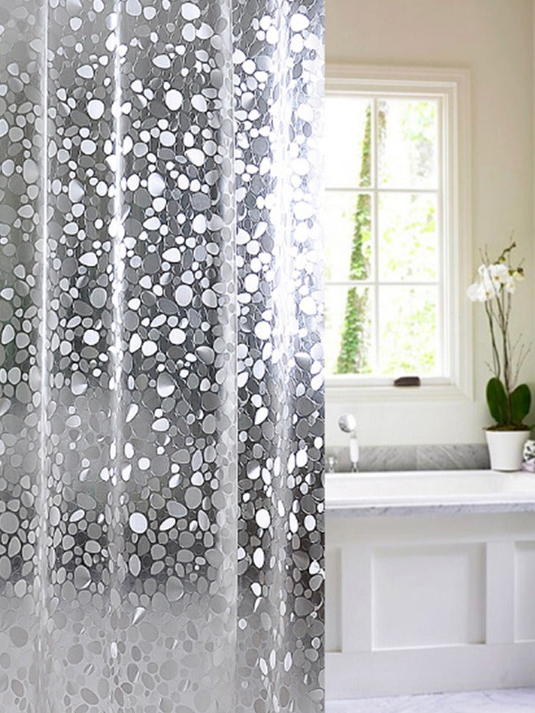 3D Water Cube Shower Curtain, Silk Pattern Waterproof Bathroom Partition Curtain, Cobblestone Curtain - V.I.P Digital Presence