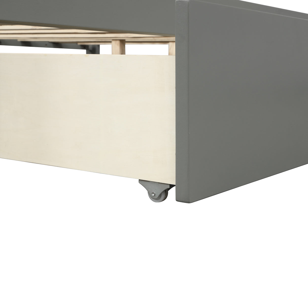 Wood platform bed with two drawers twin (gray)