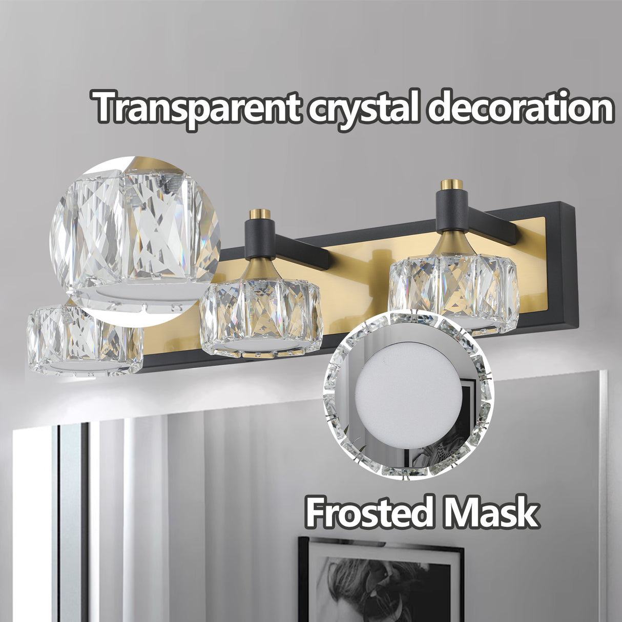 LED 3-Light Modern Crystal Bathroom Vanity Light Over Mirror Bath Wall Lighting Fixtures - V.I.P Digital Presence